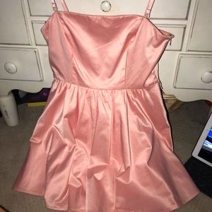 Pink satin dress (strapless optional)